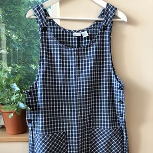 Vintage Linen Blue & White Checked Dress
